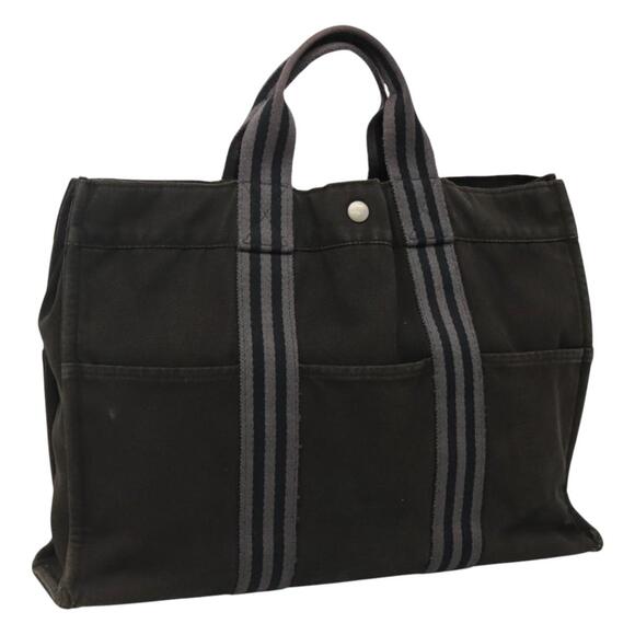 HERMES Fourre Tout MM Hand Bag Canvas Black - Picture 1 of 16